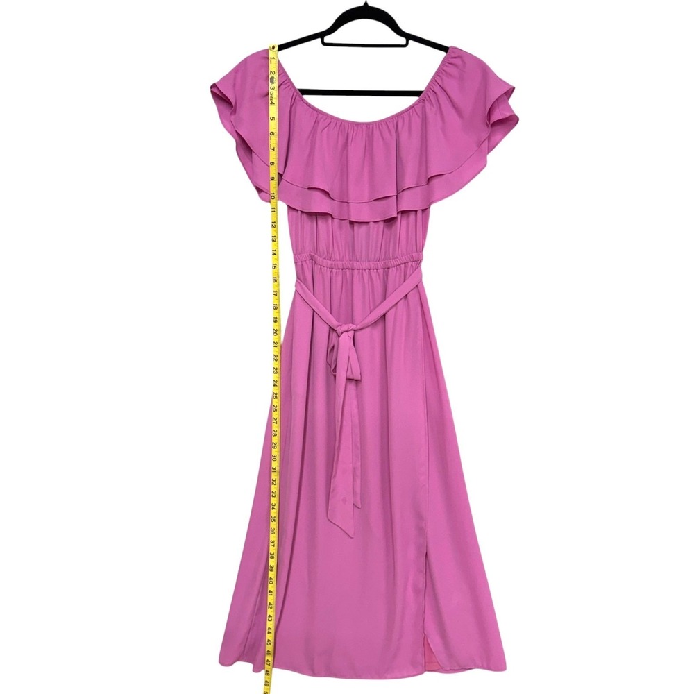 Show Me Your Mumu Rosie Crepe Dress, Sz Small, Off Shoulder Midi Side Slit NEW - Picture 9 of 14